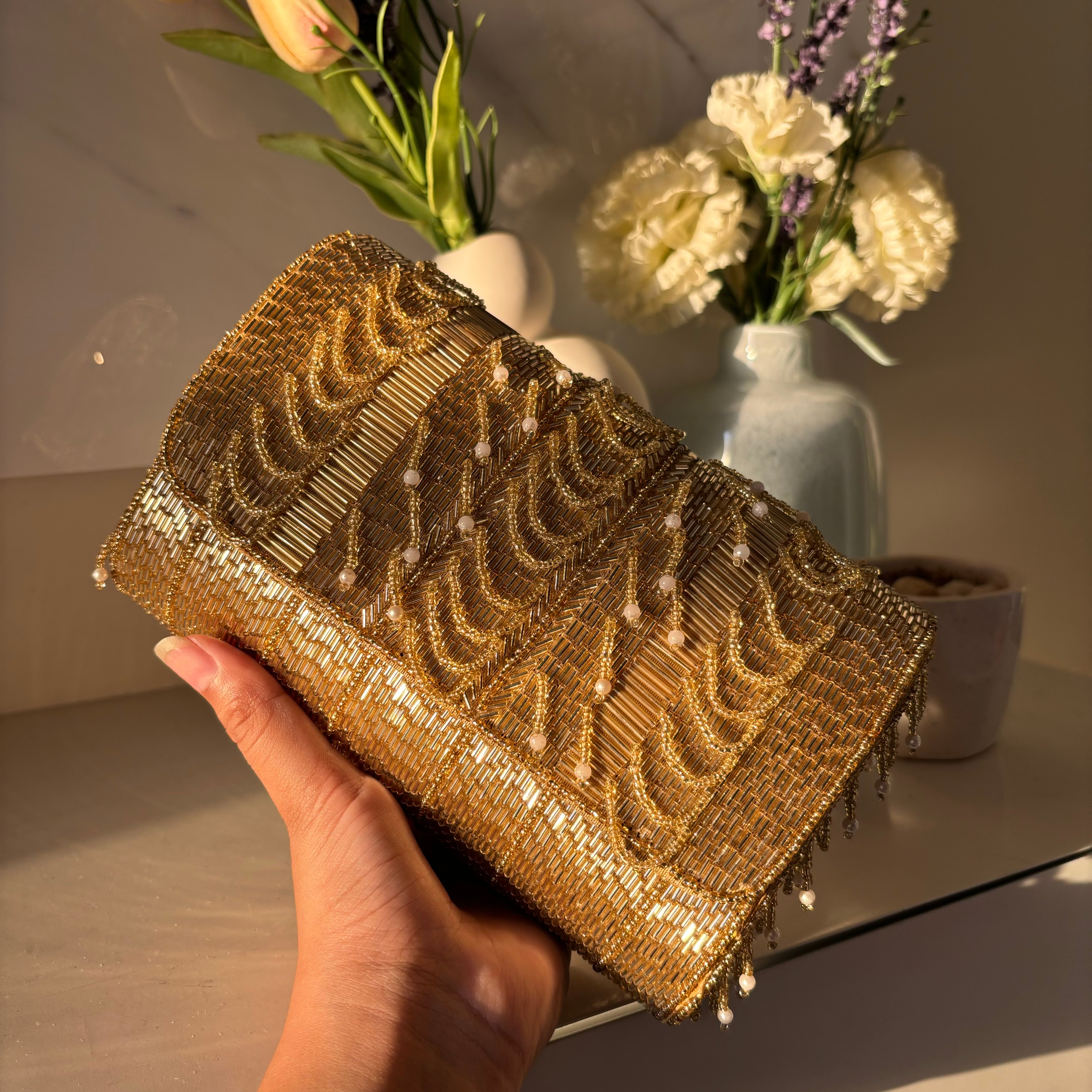 Sonam Tassel Clutch Gold The Chamkila Store